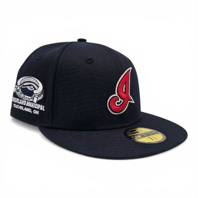 Cleveland Indians Ballpark Series Navy Leon the Lab Municipal Patch Grey UV New Era 59FIFTY Fitted Hat