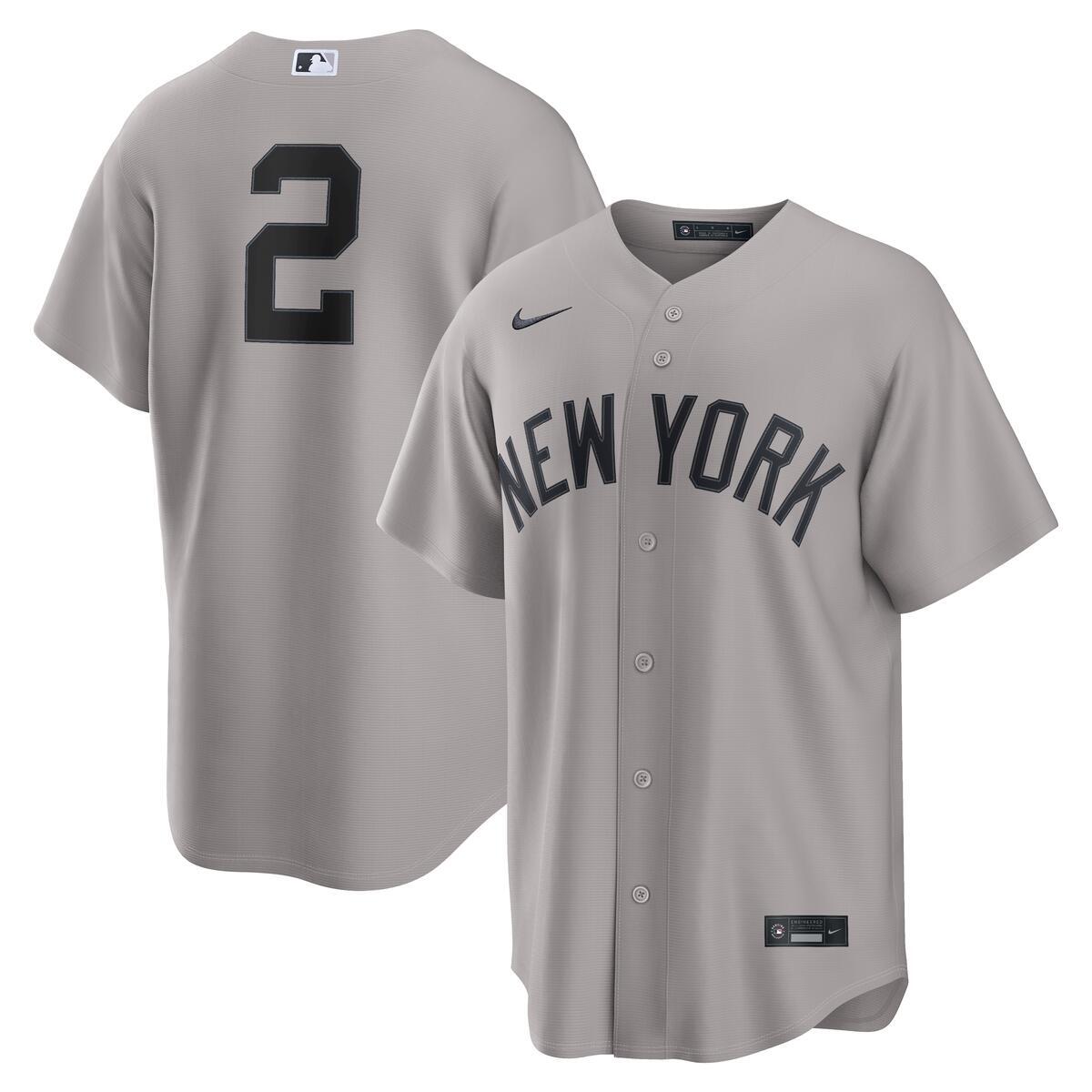 New York Yankees Derek Jeter Road Gray Nike Replica Jersey