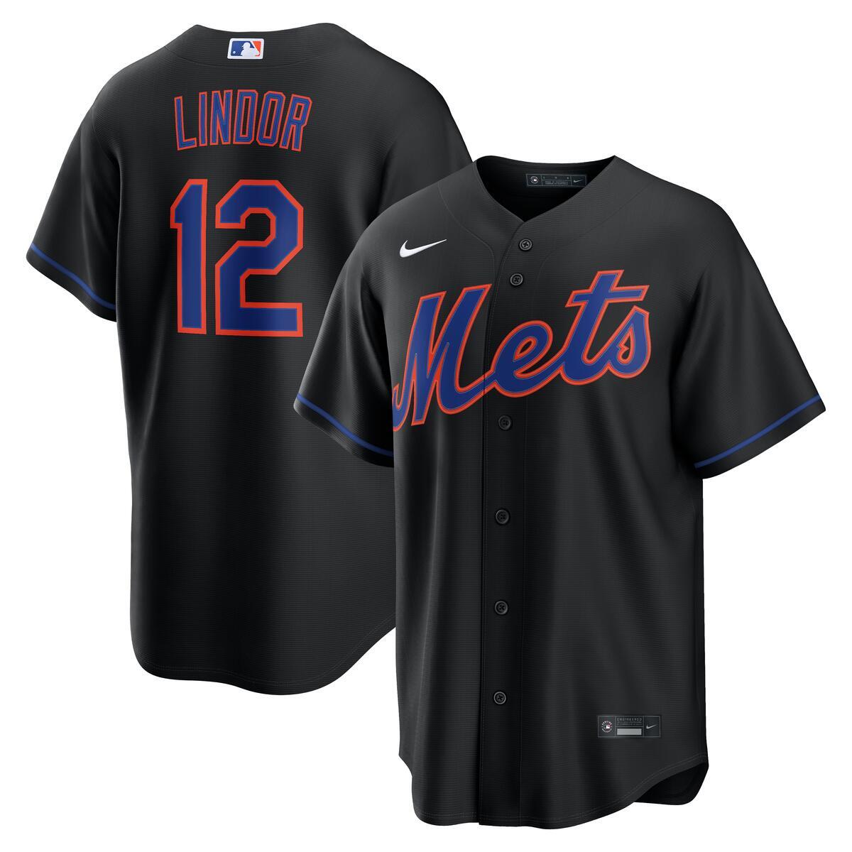 New York Mets Francisco Lindor Black Alternate Nike Replica Jersey