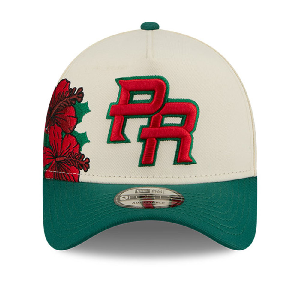 Puerto Rico Chrome and Green with Red "Flor De Maga" New Era 9FORTY A-Frame Snapback Hat