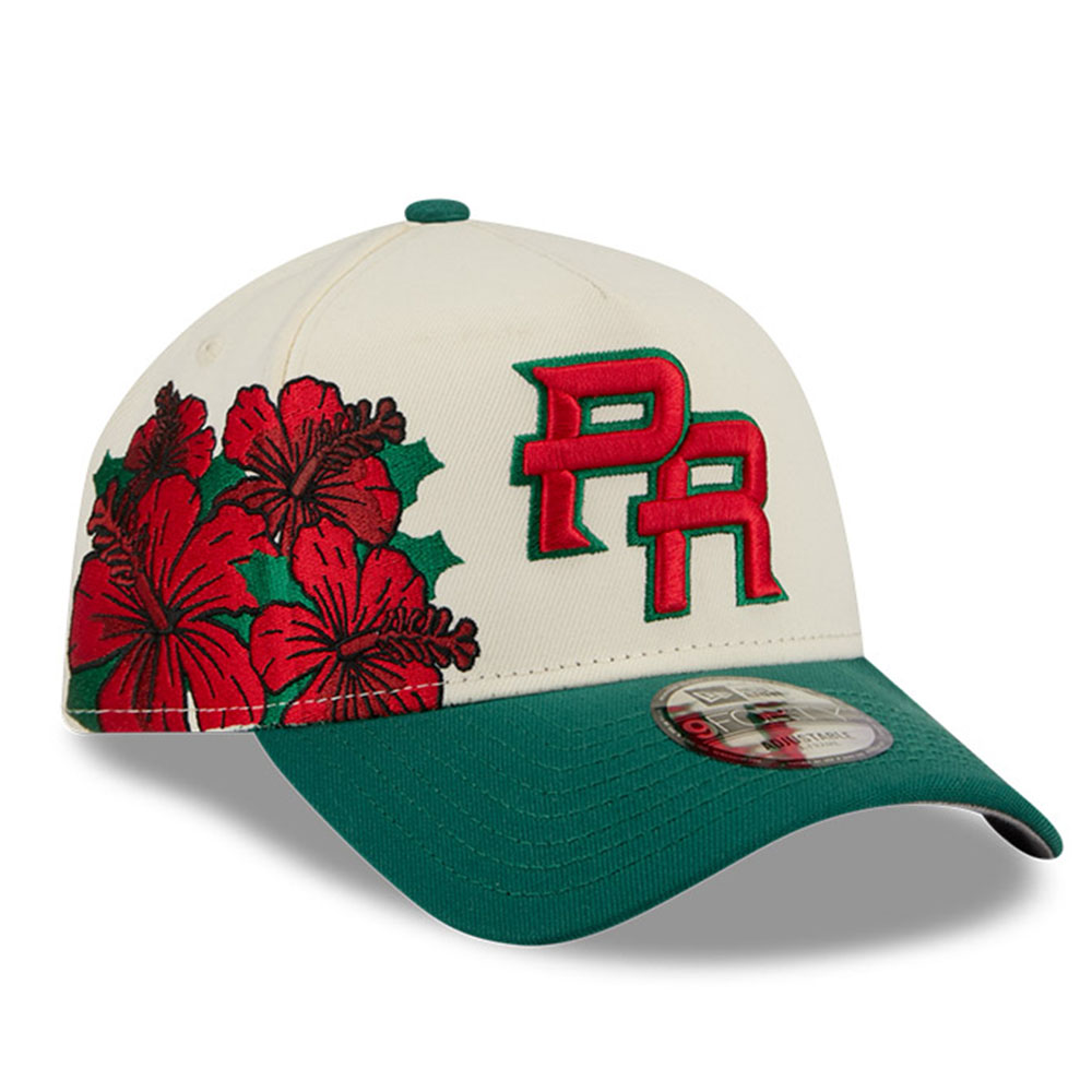 Puerto Rico Chrome and Green with Red "Flor De Maga" New Era 9FORTY A-Frame Snapback Hat