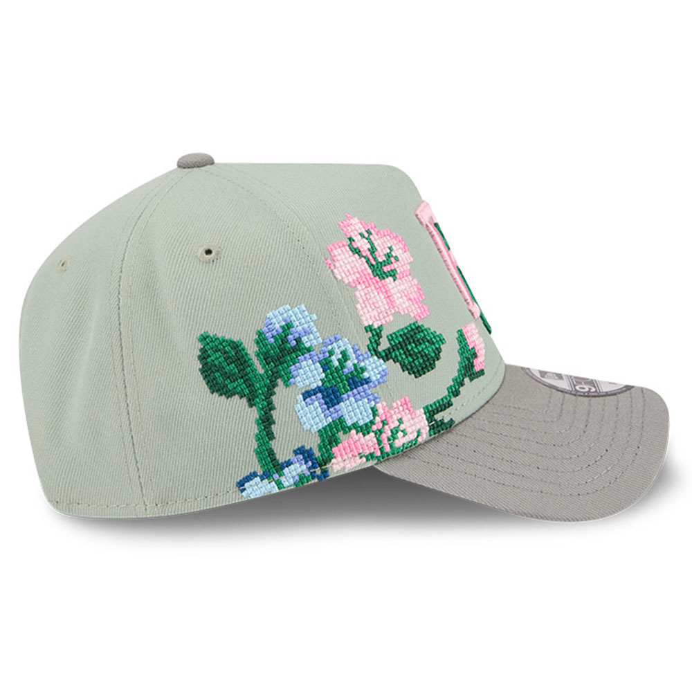 Dominican Republic Green and Gray Two Tone with Flowers New Era 9FORTY A-Frame Snapback Hat