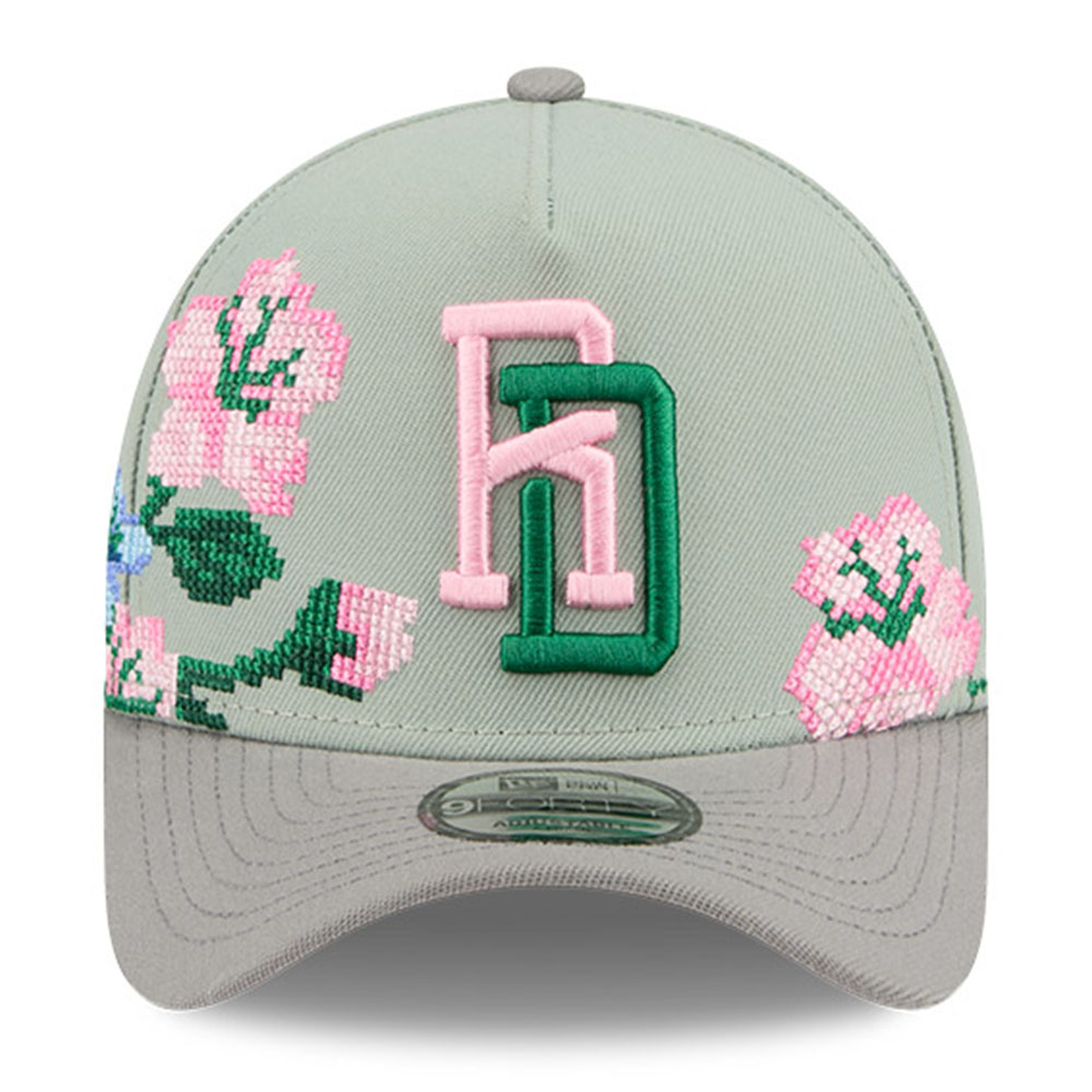 Dominican Republic Green and Gray Two Tone with Flowers New Era 9FORTY A-Frame Snapback Hat