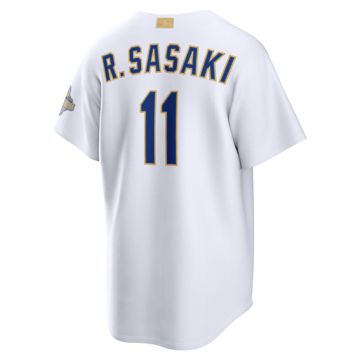 Los Angeles Dodgers Roki Sasaki White 2026 Gold Collection Nike Stadium Player Jersey