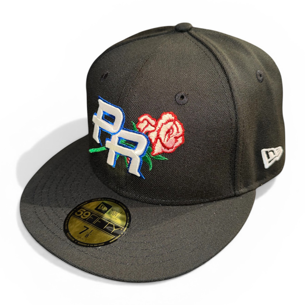 Puerto Rico Black with Rose WBC Custom Pink UV New Era 59FIFTY Fitted Hat
