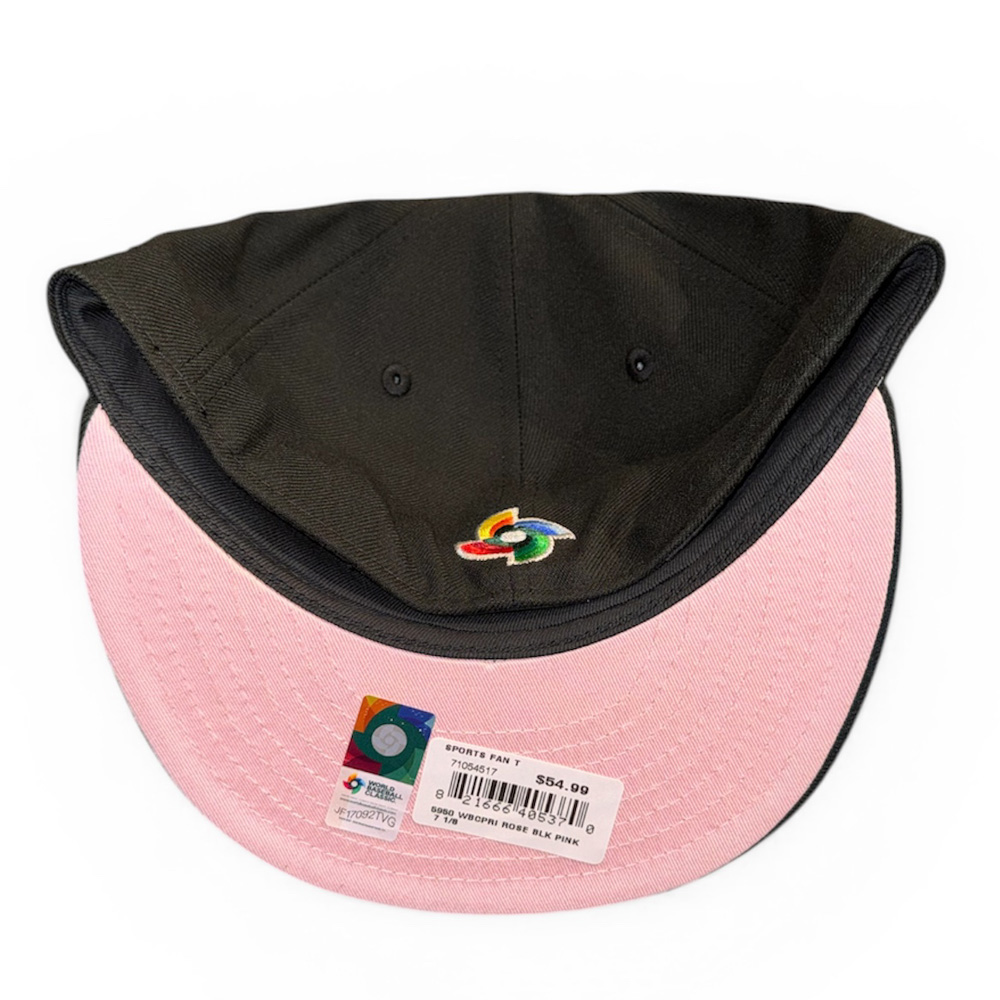 Puerto Rico Black with Rose WBC Custom Pink UV New Era 59FIFTY Fitted Hat