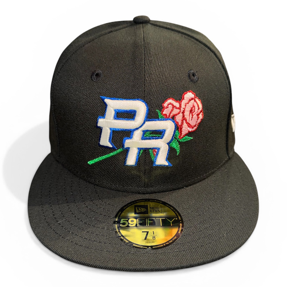 Puerto Rico Black with Rose WBC Custom Pink UV New Era 59FIFTY Fitted Hat