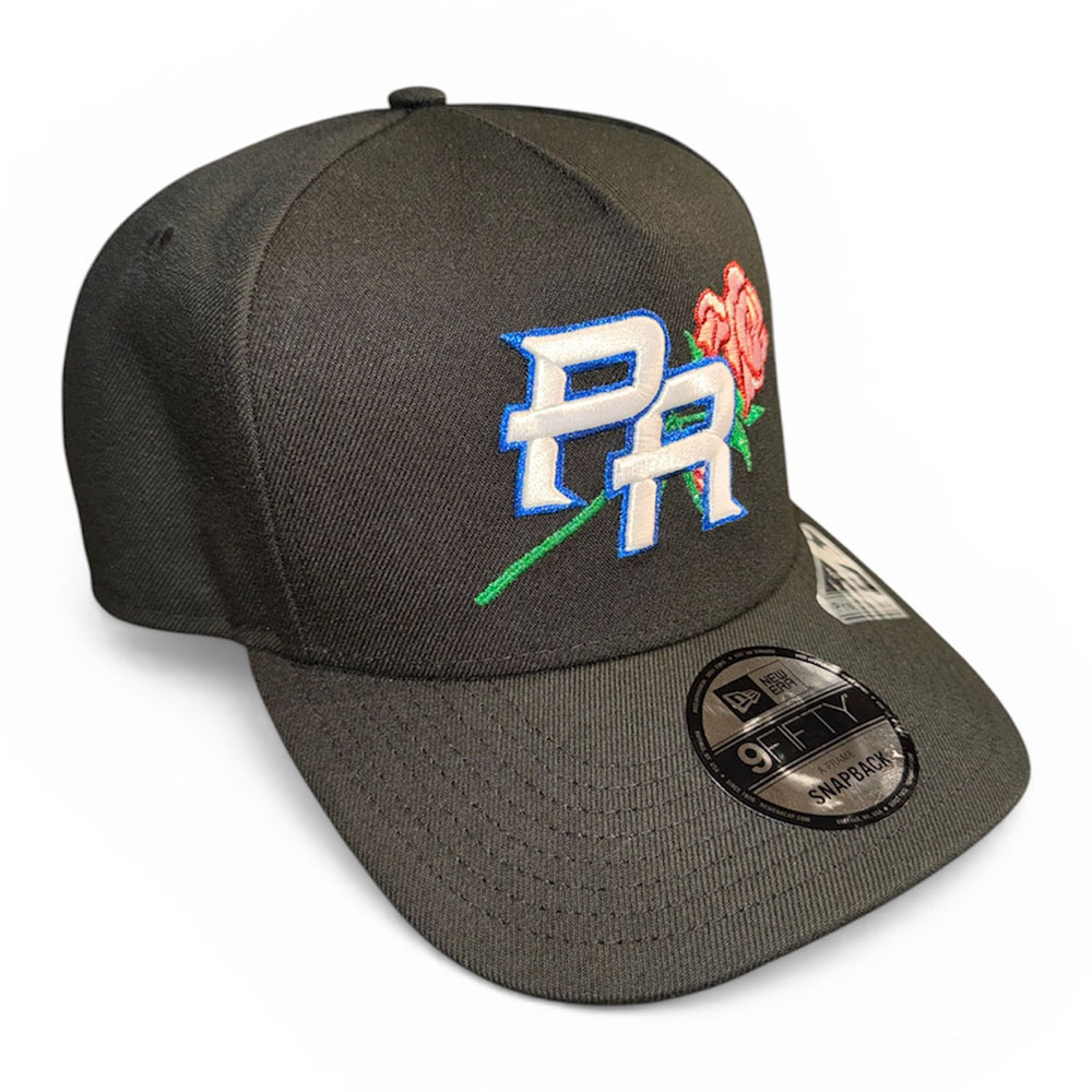 Puerto Rico Black with Rose WBC Custom Pink UV New Era 9FIFTY A-Frame Snapback Hat