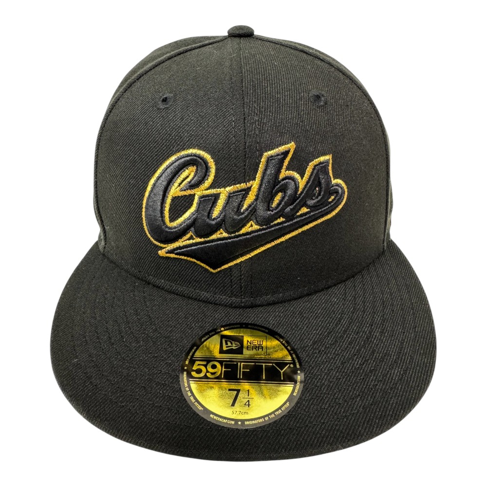 Chicago Cubs Black and Gold Script 1990 All Star Game Patch UV New Era 59FIFTY Fitted Hat