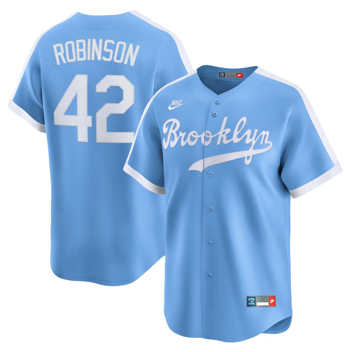 Brooklyn Dodgers Jackie Robinson Light Blue Throwback Cooperstown