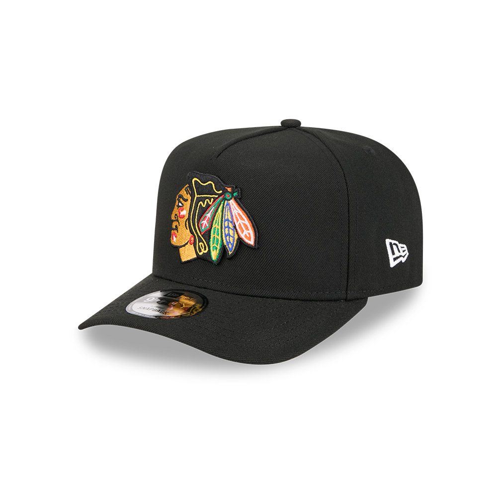 Chicago Blackhawks Black Tomahawk Logo Patch NHL New Era 9FIFTY A-Frame Snapback Hat