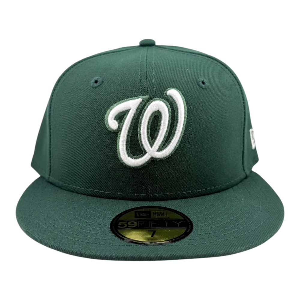 Washington Nationals Dark Green with White Logo Black UV New Era 59FIFTY Fitted Hat
