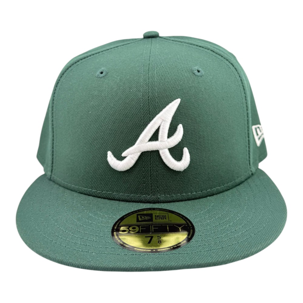 Atlanta Braves Dark Green with White Logo Black UV New Era 59FIFTY Fitted Hat