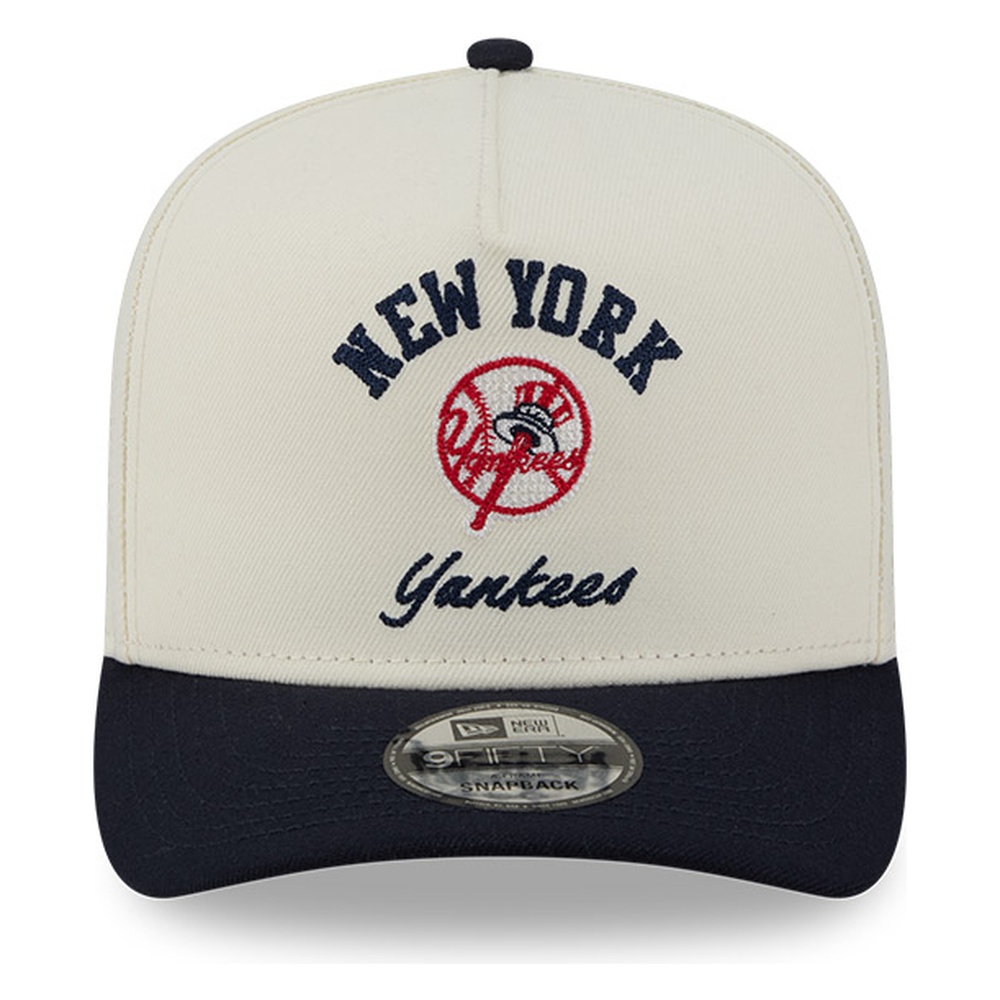 New York Yankees Chrome Two Tone Arched Text with Logo New Era 9FIFTY A-Frame Snapback Hat