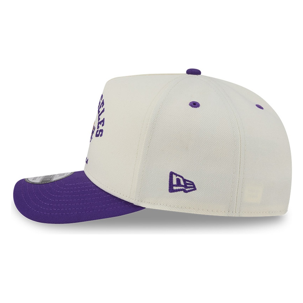 Los Angeles Lakers Chrome Two Tone Arched Text with Logo New Era 9FIFTY A-Frame Snapback Hat