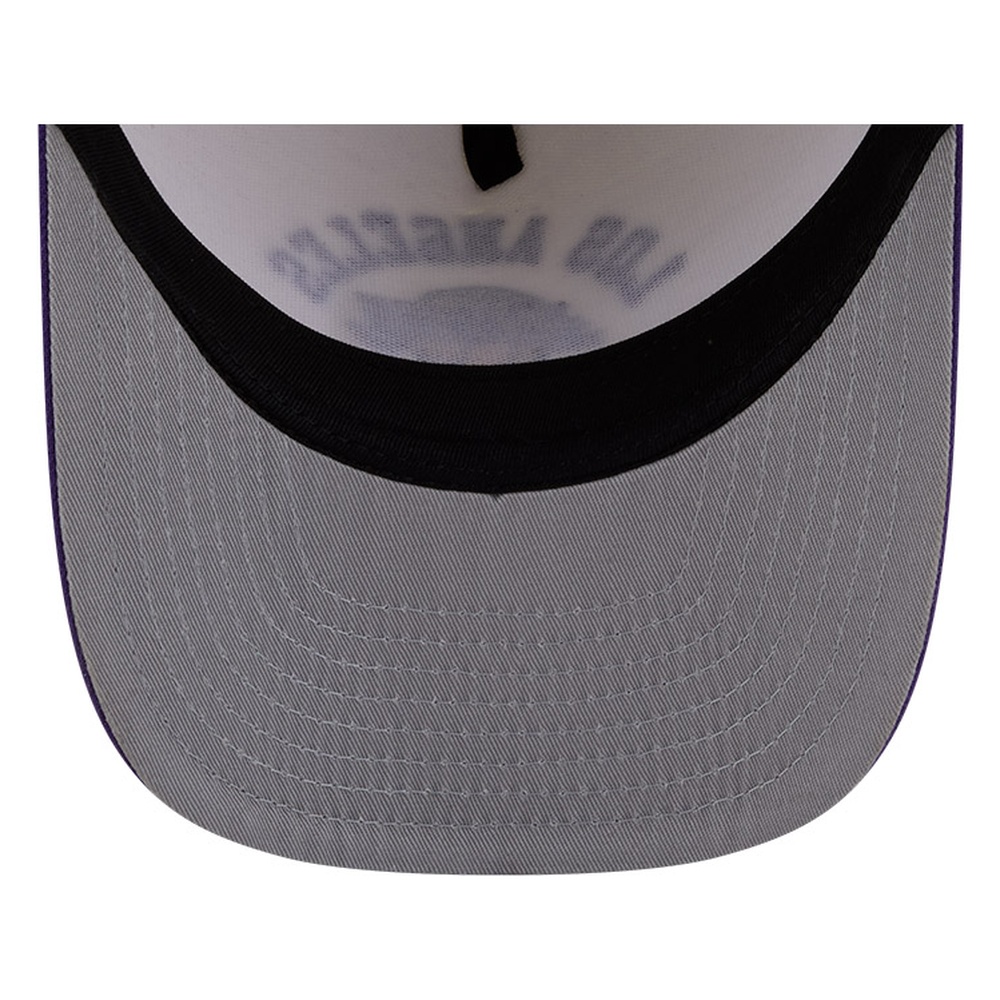 Los Angeles Lakers Chrome Two Tone Arched Text with Logo New Era 9FIFTY A-Frame Snapback Hat