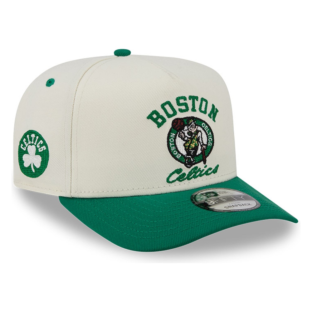 Boston Celtics Chrome Two Tone Arched Text with Logo New Era 9FIFTY A-Frame Snapback Hat