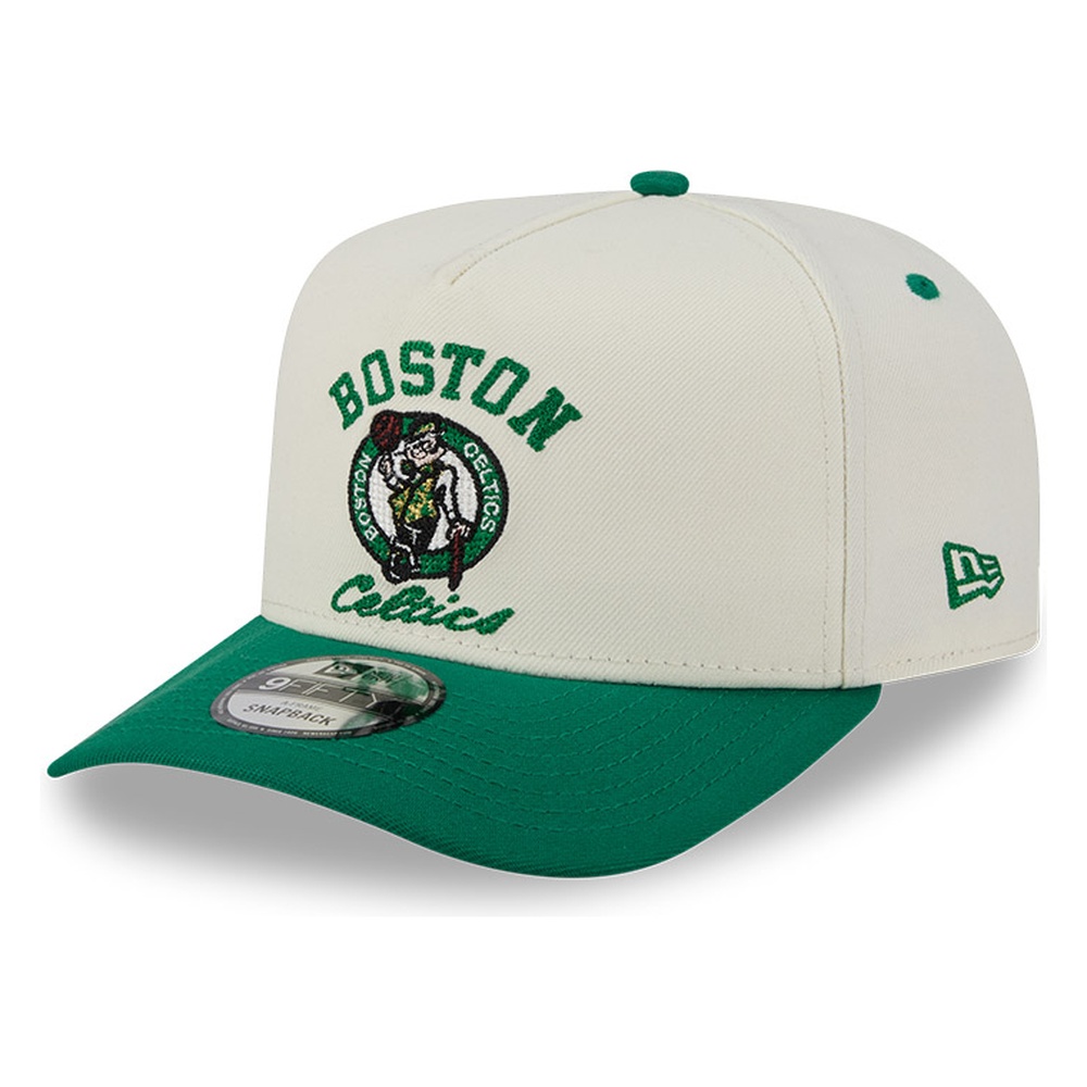 Boston Celtics Chrome Two Tone Arched Text with Logo New Era 9FIFTY A-Frame Snapback Hat