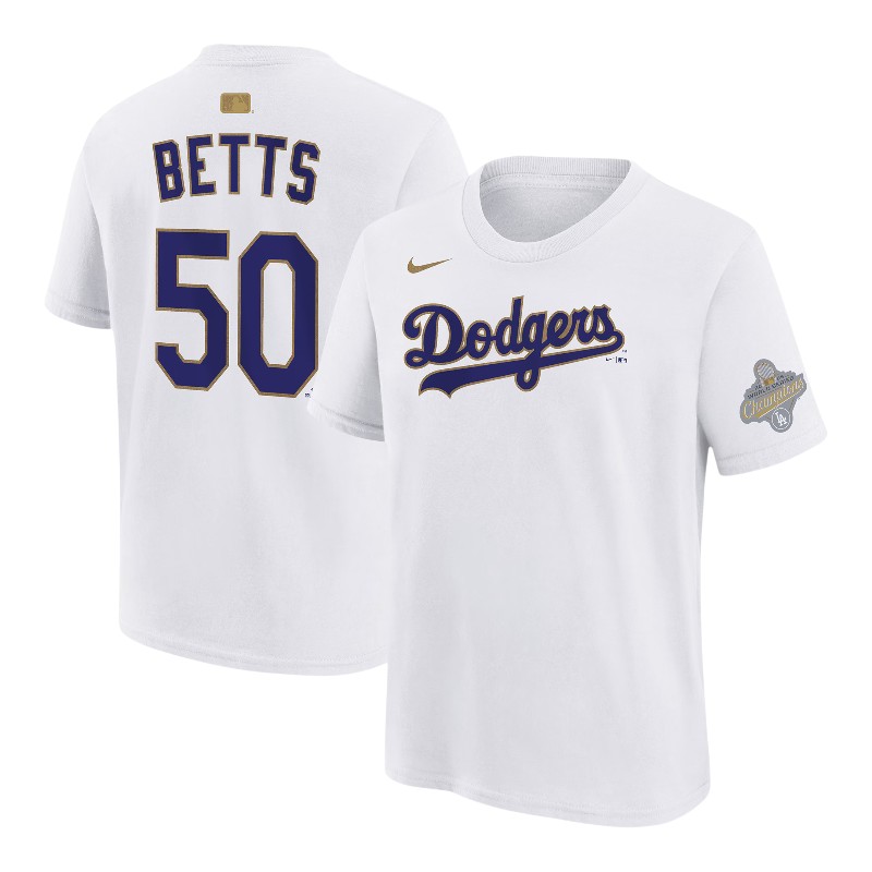Youth Los Angeles Dodgers Mookie Betts White Nike 2026 Gold
