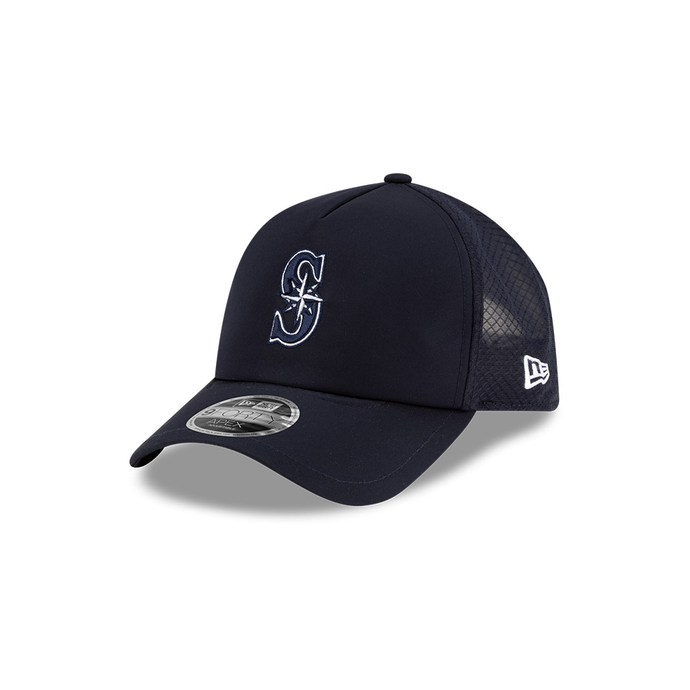 Seattle Mariners Navy 2026 Batting Practice New Era 9FORTY Apex Trucker Adjustable Hat
