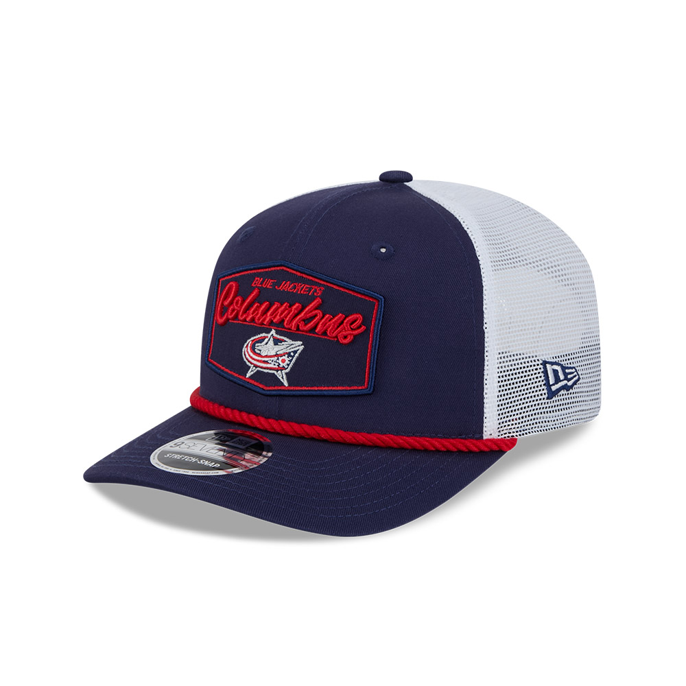 Columbus Blue Jackets Navy and White Mesh Trucker New Era 9SEVENTY Stretch-Snap Hat