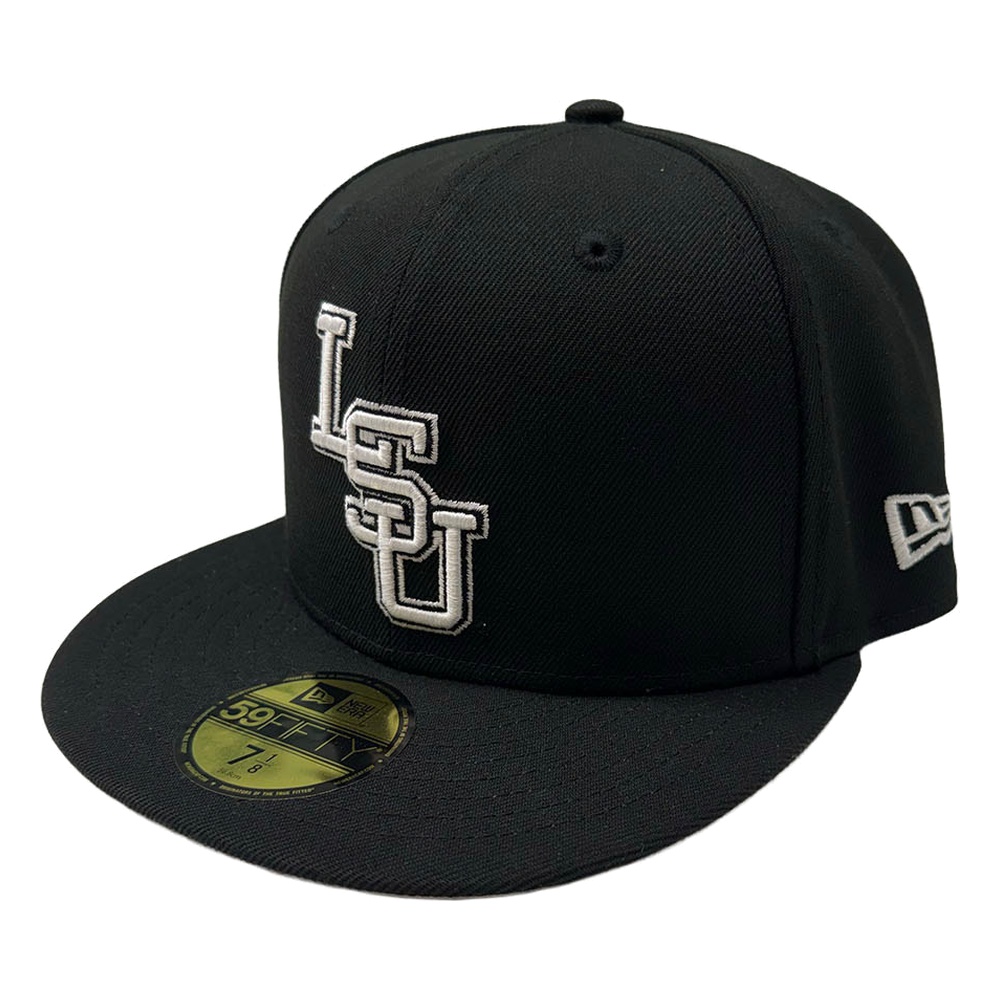 LSU Tigers Black and White Custom New Era 59FIFTY Fitted Hat