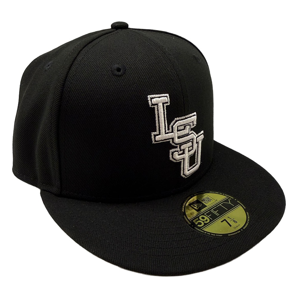 LSU Tigers Black and White Custom New Era 59FIFTY Fitted Hat