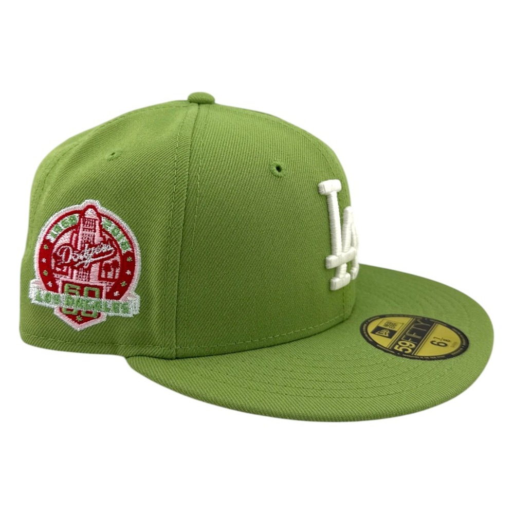 Los Angeles Dodgers Matcha Green 60th Anniversary Patch Pink UV New Era 59FIFTY Fitted Hat