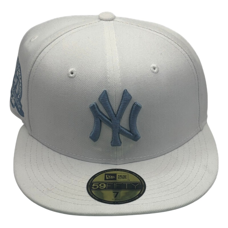 New York Yankees  Light Blue on White 27 Championships Patch UV Era 59FIFTY Fitted Hat