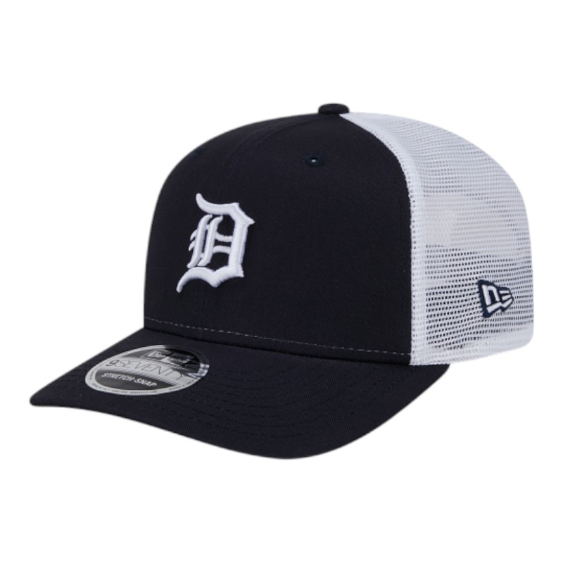 Detroit Tigers Navy and White Mesh Trucker New Era 9SEVENTY Stretch Snapback Hat