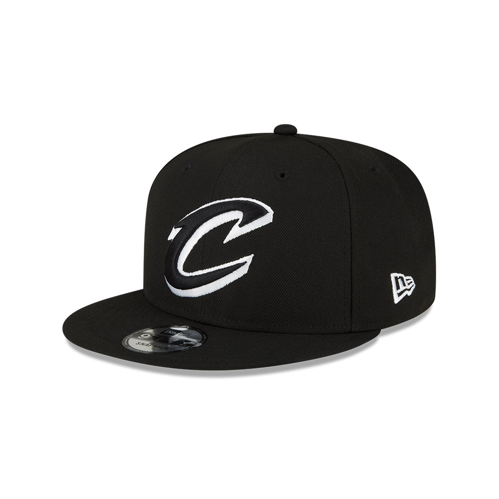 Cleveland Caveliers White on Black New Era 9FIFTY Snapback Hat