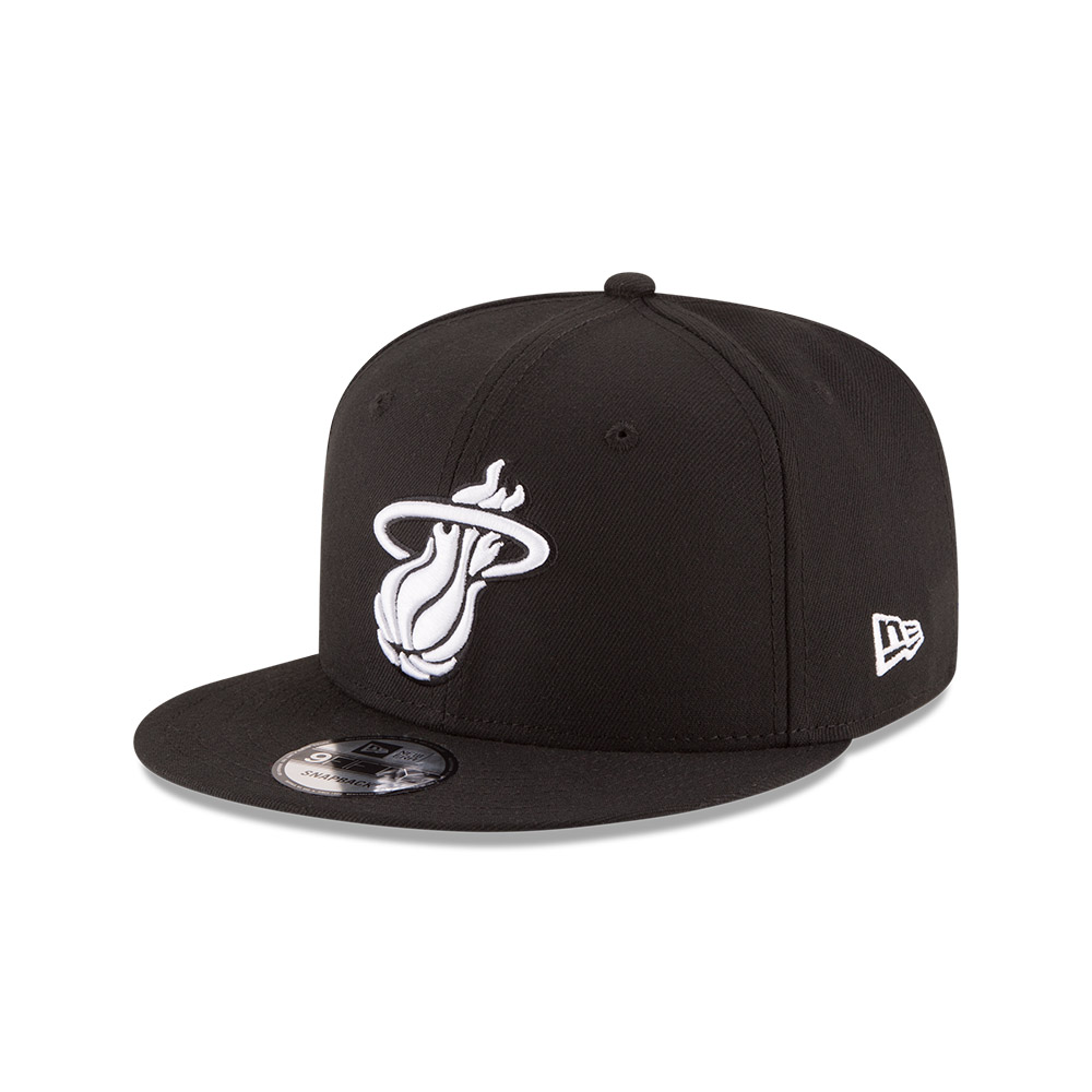 Miami Heat White on Black New Era 9FIFTY Snapback Hat