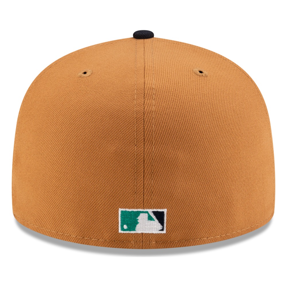 Seattle Mariners Wheat 40th Anniversary Patch Mini Mariner Moose Mascot New Era 59FIFTY Fitted Hat