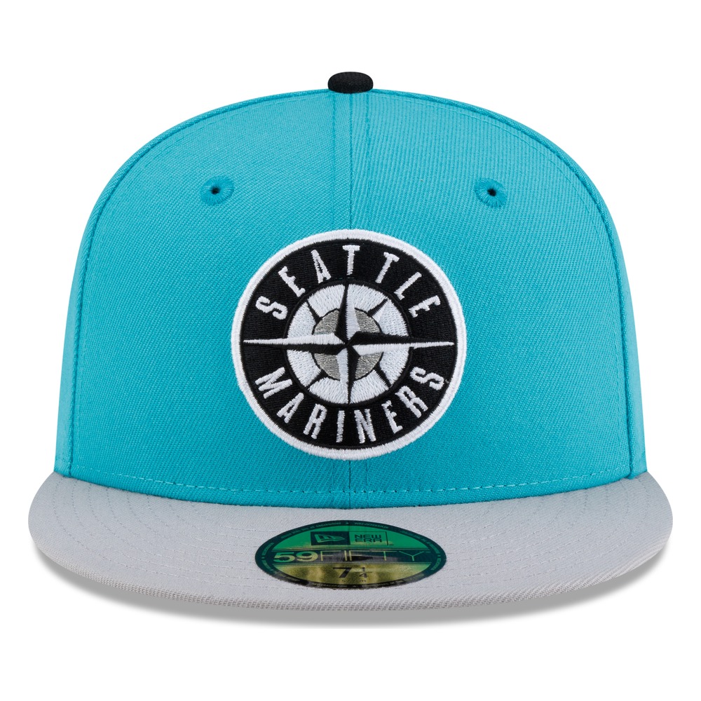 Seattle Mariners Teal Grey Visor Circle Logo New Era 59FIFTY Fitted Hat