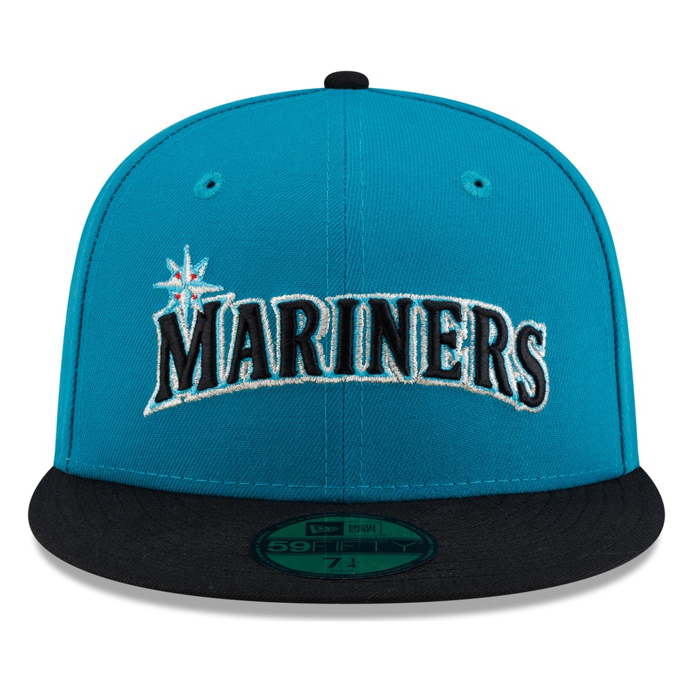 Seattle MARINERS Teal Black Visor Wordmark New Era 59FIFTY Fitted Hat