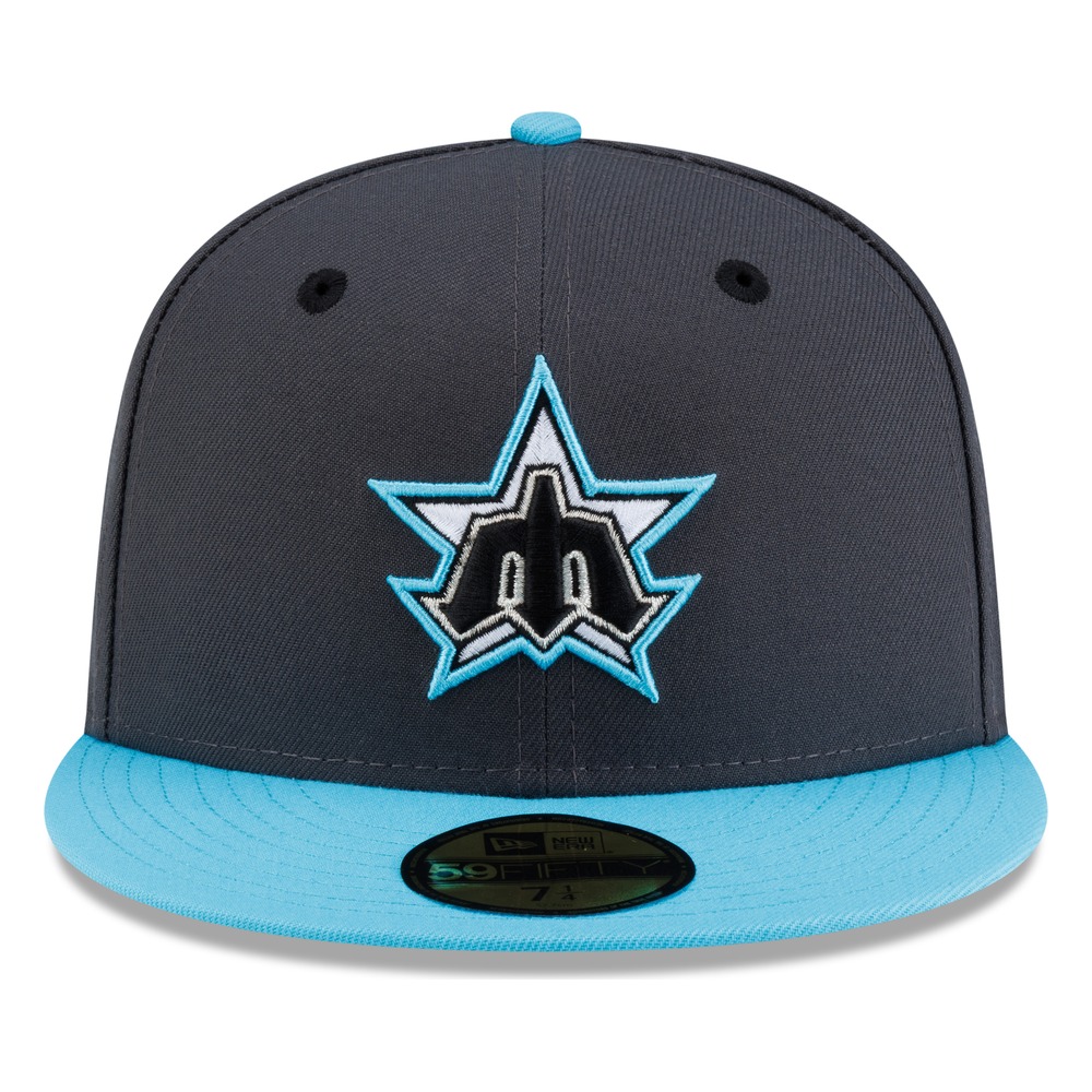 Seattle Mariners Graphite Vice Blue Visor Star Trident New Era 59FIFTY Fitted Hat