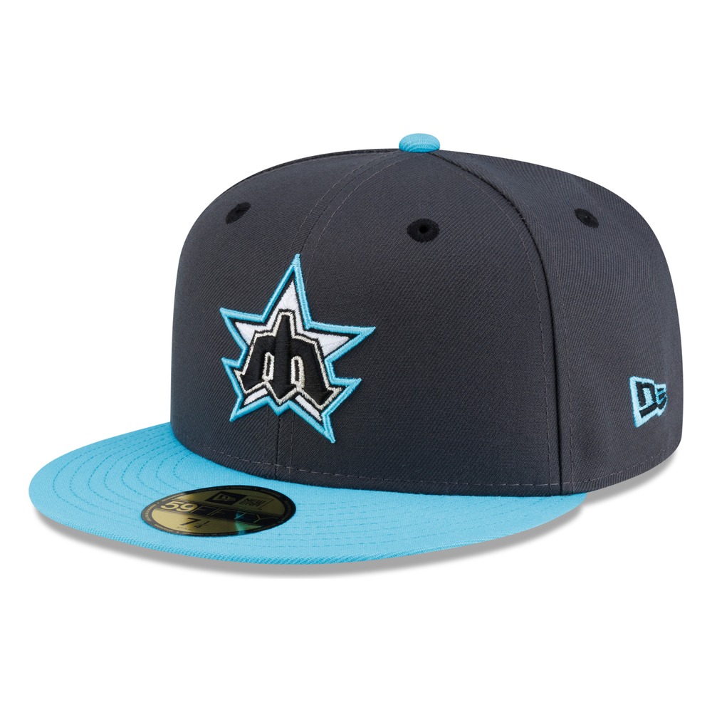 限定 NEW ERA 59FIFTY SEATLE MARINERS 7 5/8 Seattle Mariners Graphite Vice Blue Visor Star Trident New Era