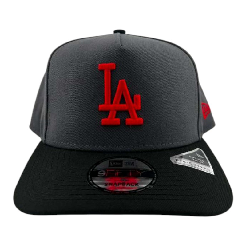 Los Angeles Dodgers Graphite and Black Red Prism Collection New Era 9FIFTY A-Frame Snapback Hat