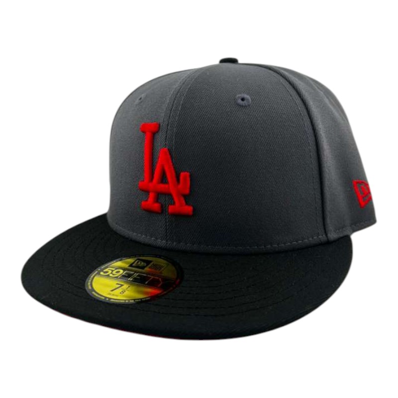 Los Angeles Dodgers Graphite and Black Red Prism Collection New Era 59FIFTY Fitted Hat