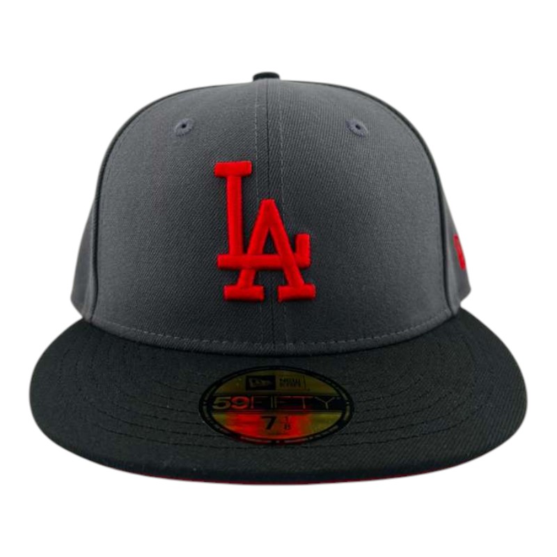 Los Angeles Dodgers Graphite and Black Red Prism Collection New Era 59FIFTY Fitted Hat
