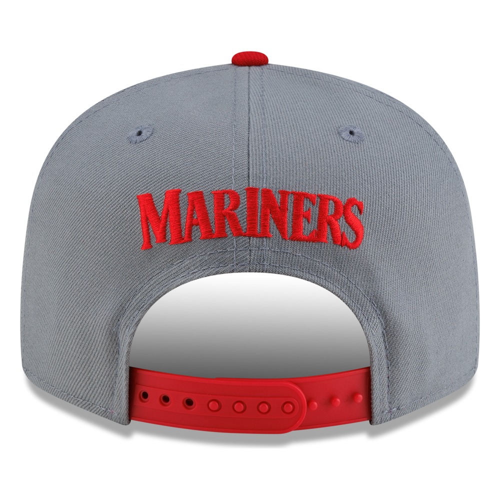 Seattle Mariners Storm Grey Red Visor Circle Logo New Era 9FIFTY Snapback Hat