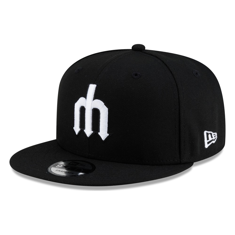 Seattle Mariners Black White Cooperstown Trident New Era 9FIFTY