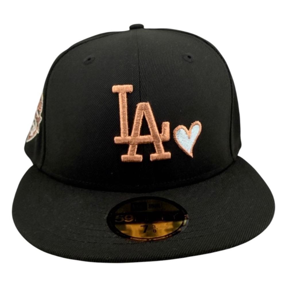 Los Angeles Dodgers Black Copper Stitching LA with Light Blue Heart 2025 World Series Champions Patch Sky Blue UV New Era 59FIFTY Fitted Hat