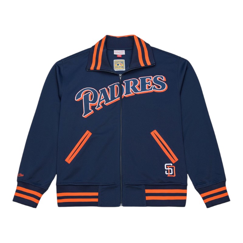 San Diego Padres Navy Playoff Win Satin Mitchell & Ness Full-Zip