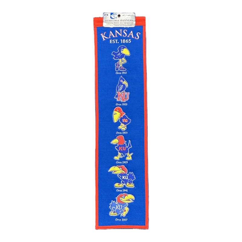 Kansas Jayhawks Team 8in x 32in Heritage Banner