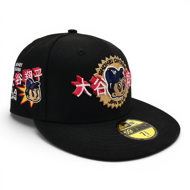 Los Angeles Dodgers Black Leon the Lab Back to Shohei Ohtani Patch Green UV New Era 59FIFTY Fitted Hat