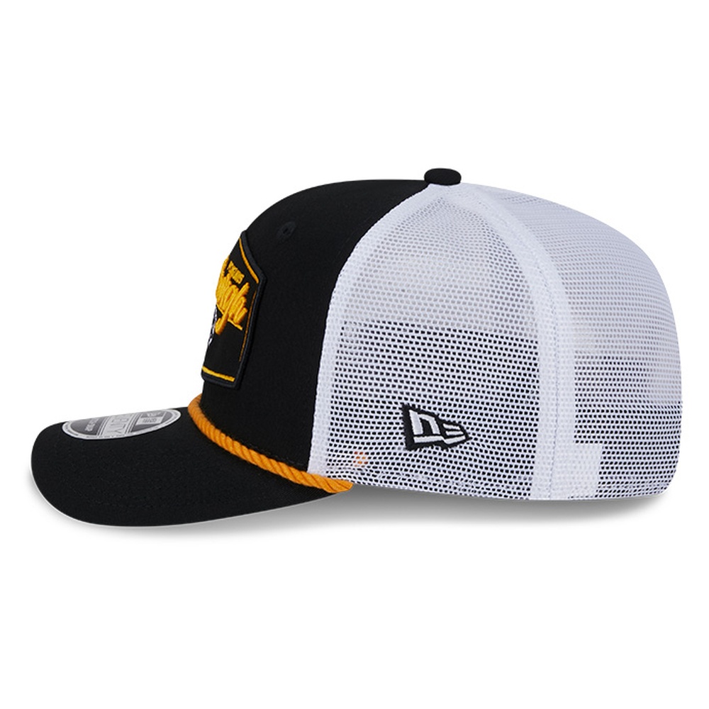Pittsburgh Penguins Black and White City Script New Era 9SEVENTY Stretch-Snap Hat