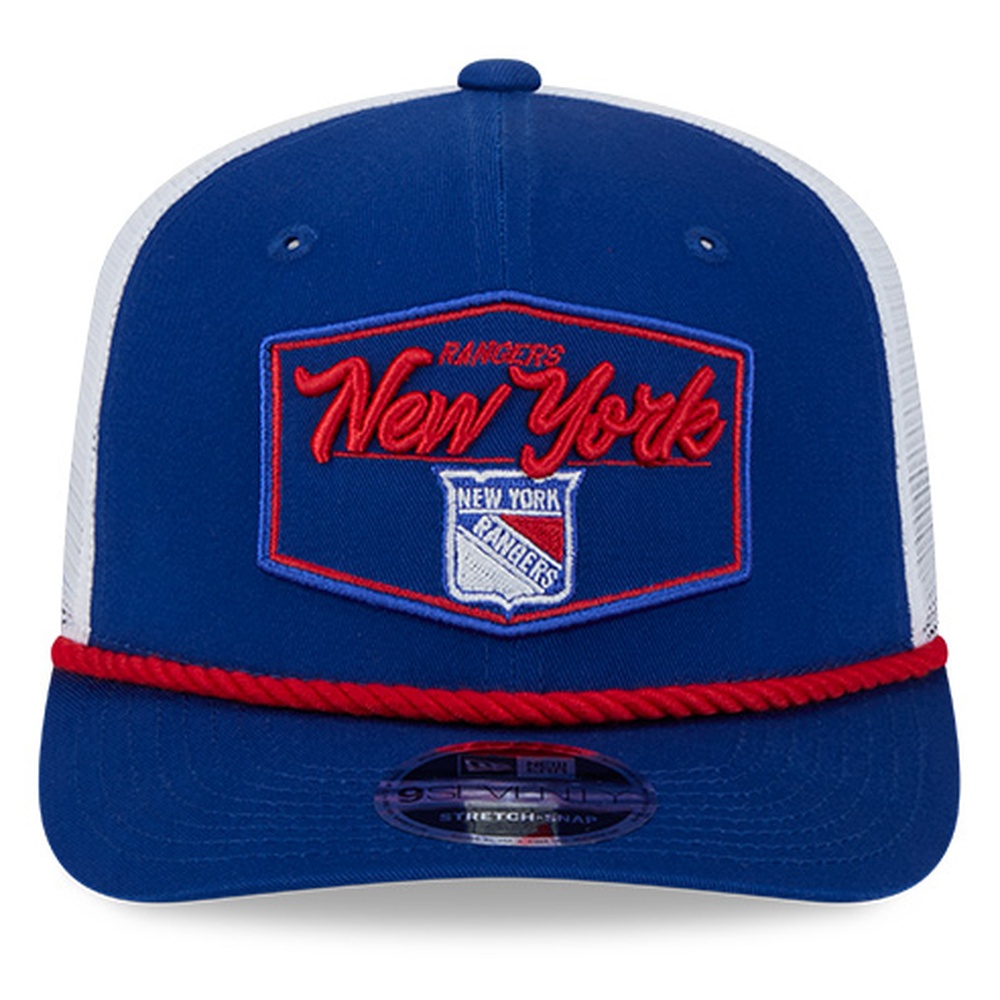 New York Rangers Royal Blue and White City Script New Era 9SEVENTY Stretch-Snap Hat