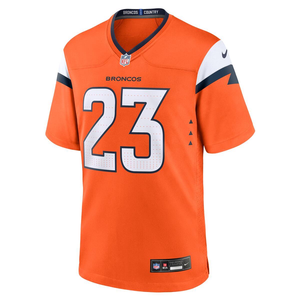 Denver Broncos Jahdae Barron Orange Home Nike Game Jersey