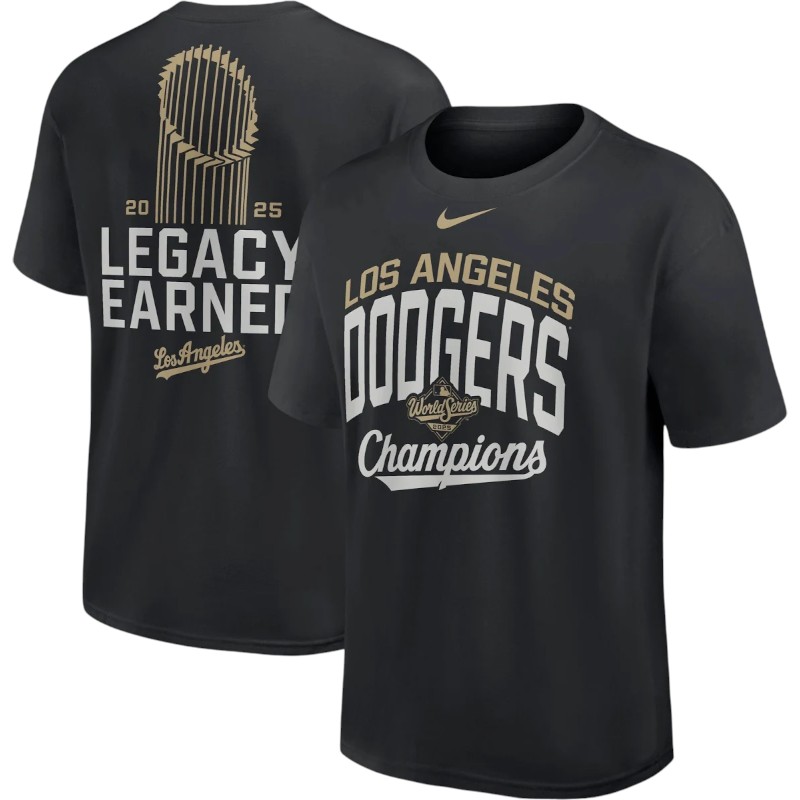 Los Angeles Dodgers Black 2025 Champions Legacy Earned Nike T-Shirt